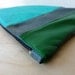 Leather Clutch in Italian Leather and Jade Green European Linen - Indie Patchwork Series