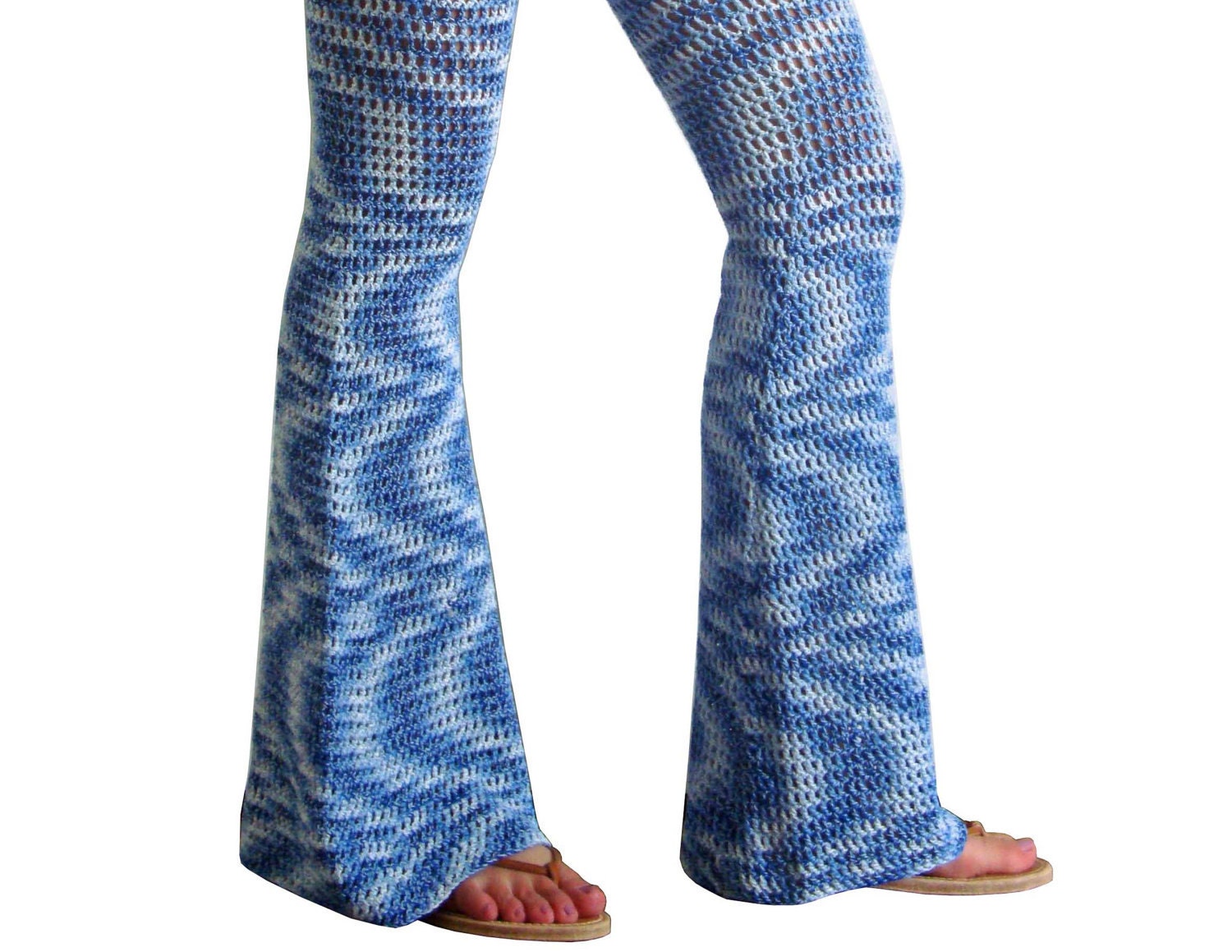 Jean Genie Cotton Crochet Bell Bottom Pants / Flared Leggings - Size XSmall - onceovertwice