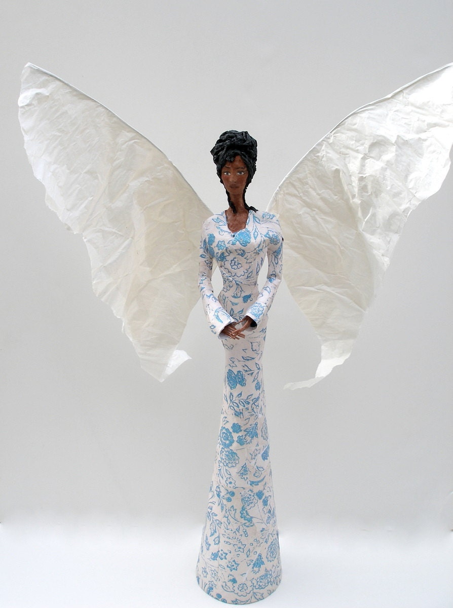 untitled angel - one of a kind paper mache sculpture