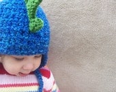 Dragon Hat in Deep End Blue - Dinosaur Hat for Children, Bright Blue Baby Hat, Crochet Animal Hat