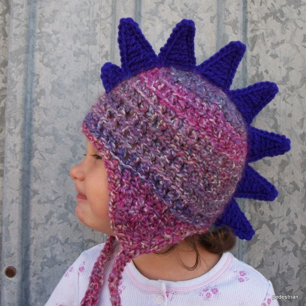 Dragon Hat in Violet Swirl - Dino Hat, Dinosaur Hat, Animal Hat, Girl's Hat