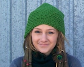 The Slouch Beanie in Grass Green - Saggy Beanie, Indie Hat, Woodland Hiking Gear