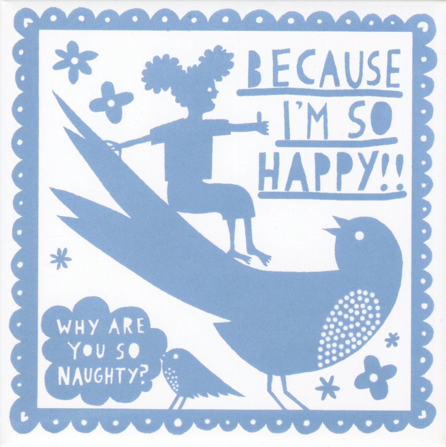 Why Are You So Naughty ceramic tile (Light Blue)