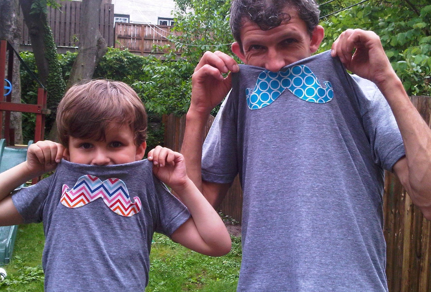 SET OF 2 Mustache Shirts Personalized Children Clothing Dad Fathers Day