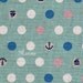 HALF YARD - Marine Anchor on Light Blue - Red, White Blue Polka Dots - Perfect for Fourth of July - Cotton Fabric - Cosmo Textile From Japan