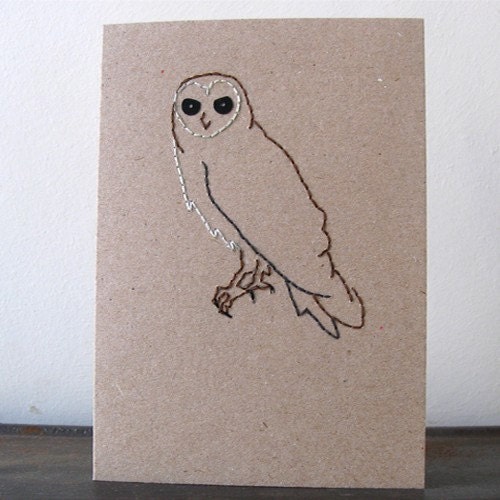 Barn Owl  Stitched Card