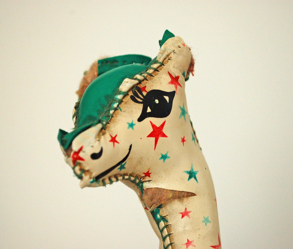 vintage giraffe stuffed toy with stars nursery decor mid century toy