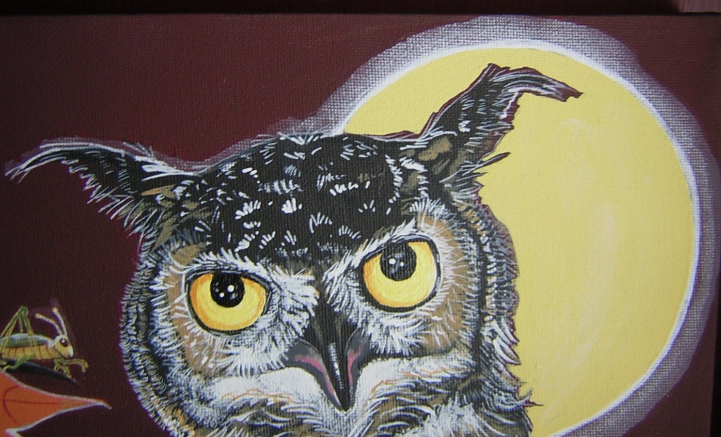 Moonlight OWL Original Painting - by wildrobyn