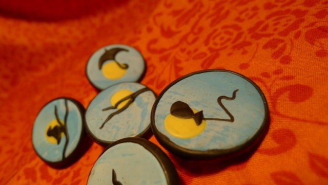 Polymer Clay Sculpted Balloon Silhouette Pin Hand Made by Jenn Goodale