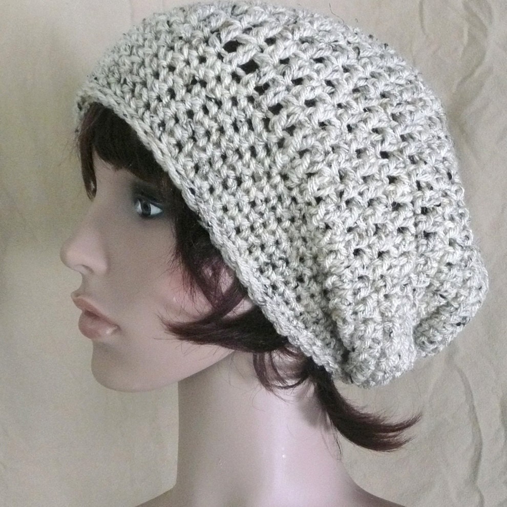 Super Slouch Beanie in Oatmeal, Beige Tweed