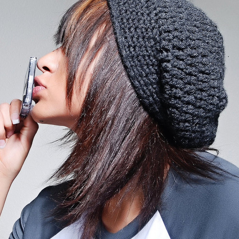 Slouchy Beanie in Charcoal Gray Heather