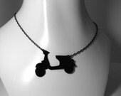 Scooter Silhouette Necklace Recycled Vinyl Record