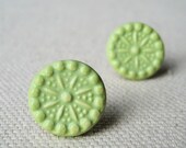 carnival posts, celery ... handmade porcelain earrings by Sofia Masri