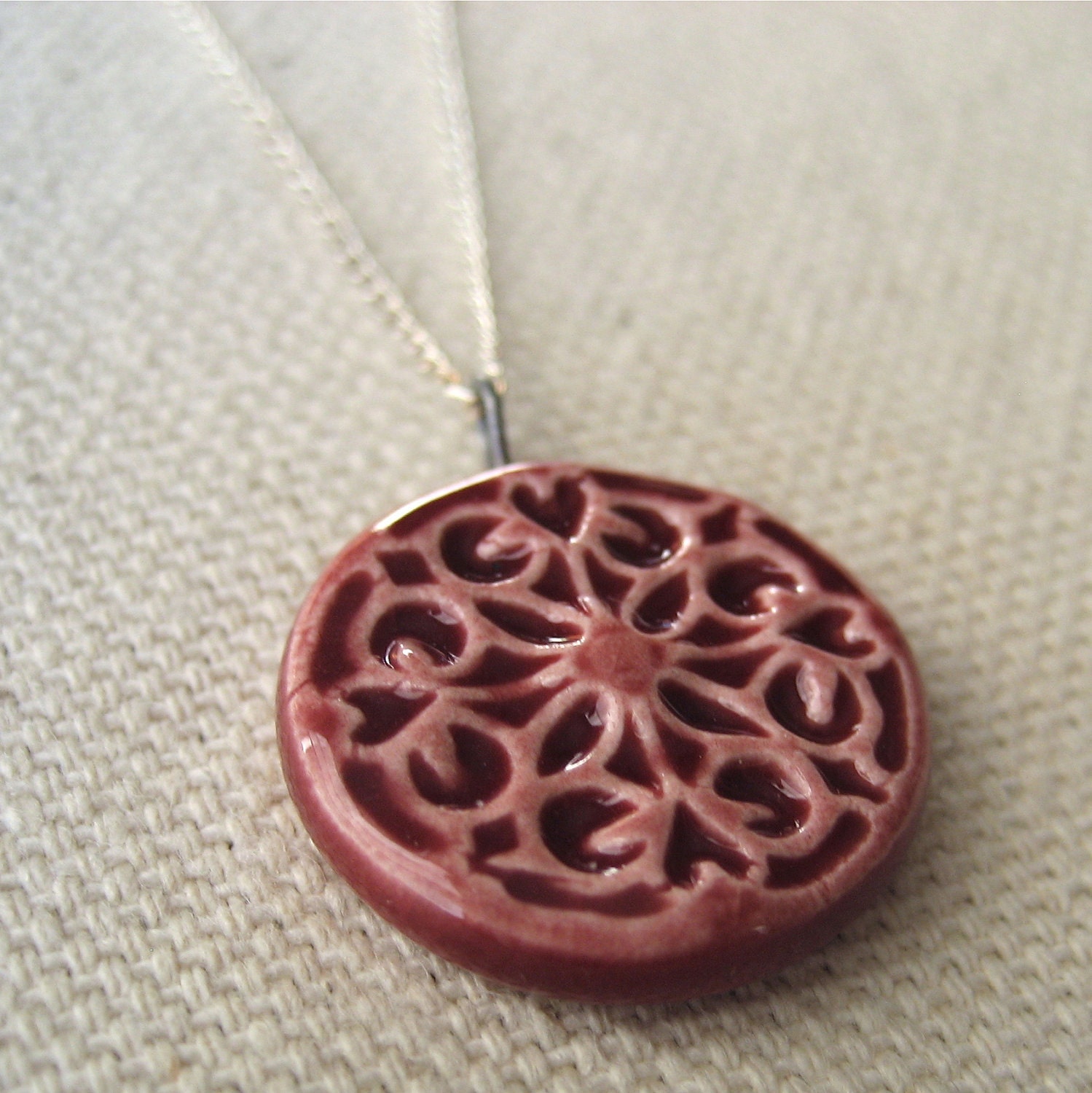 francesca necklace, black cherry ... porcelain jewelry by Sofia Masri