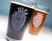 Anatomically Correct Heart - 1 Etched Pint Glass
