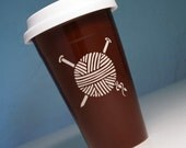 Yarn Travel Mug - insulated ceramic coffee cup w/ BPA-free lid
