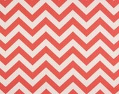 Home Decor FABRIC - Chevron - Coral / White