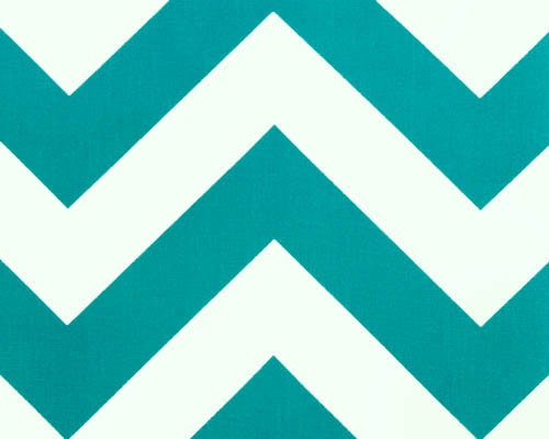 Home Decor FABRIC - Big Chevron - Turquoise / White