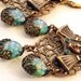 Egyptian Style Earrings Harlequin Opal Glass and Brass
