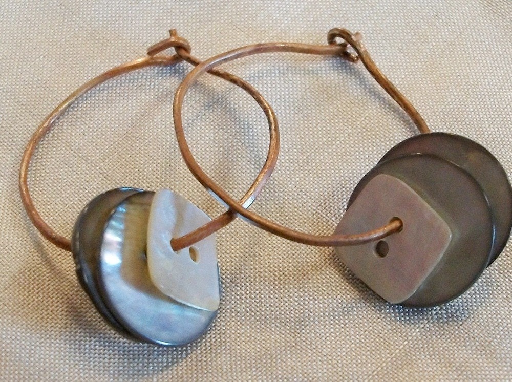 Copper and Abalone Earrings