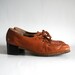 size 8 nutmeg vegan low heeled oxfords. 70s animal friendly granny loafer brogues.