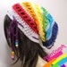 Slouchy Dread Tam Snood Crochet Hat in White and Chakra Rainbow