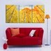 Gold tangerine Aspen Fall Forest tree art Modern Deco original XXL Abstract landscape OIL Painting by tim lam 63x30