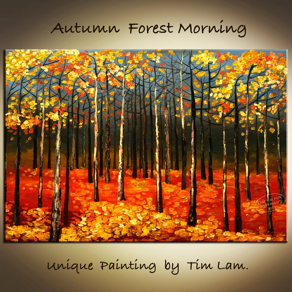Autumn Forest , HUGE Original oil painting 36x24