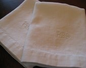 Irish Linen Monogrammed Towels - White - PBG Initials - Set of Two