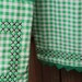 Vintage Half Apron - Green and White Check Gingham with Cross Stitch Detail and Attached Potholders