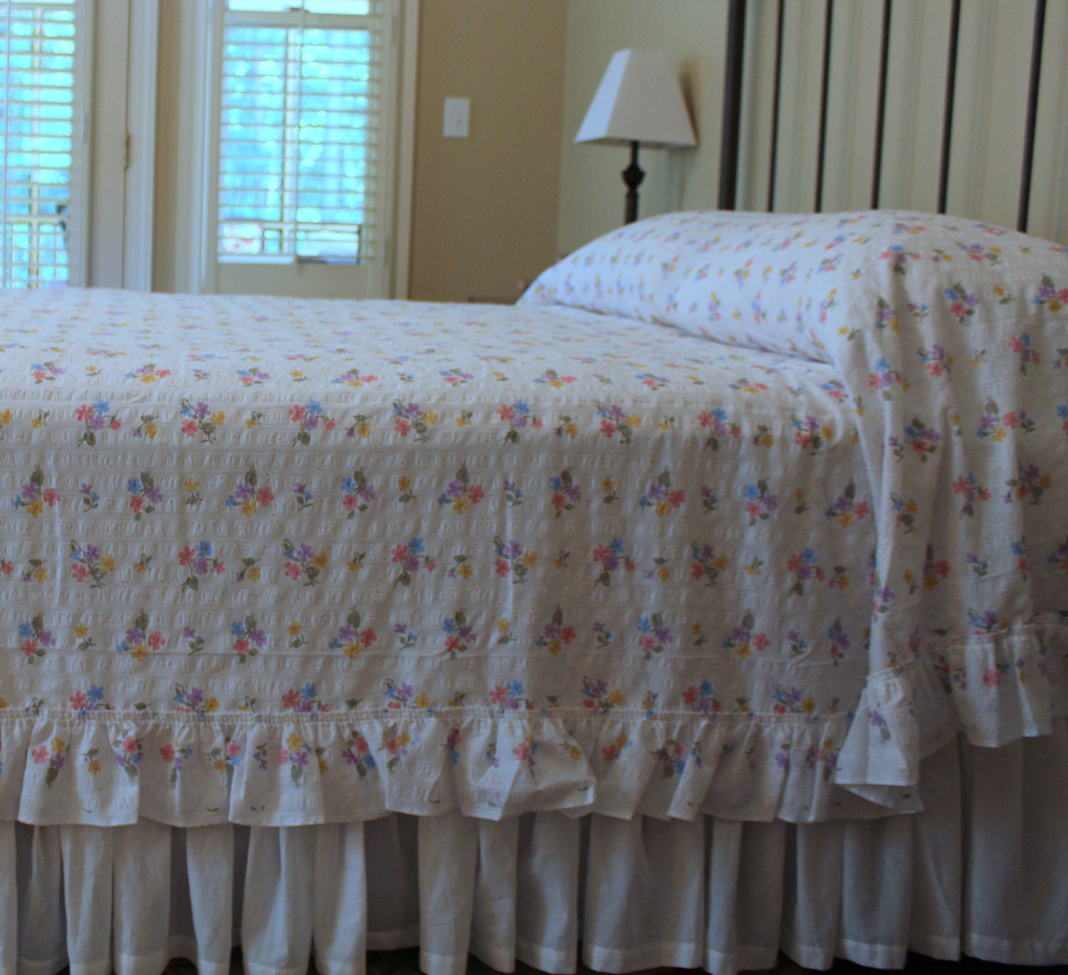 Reserved for Karen - Vintage Cotton Seersucker Bedspread