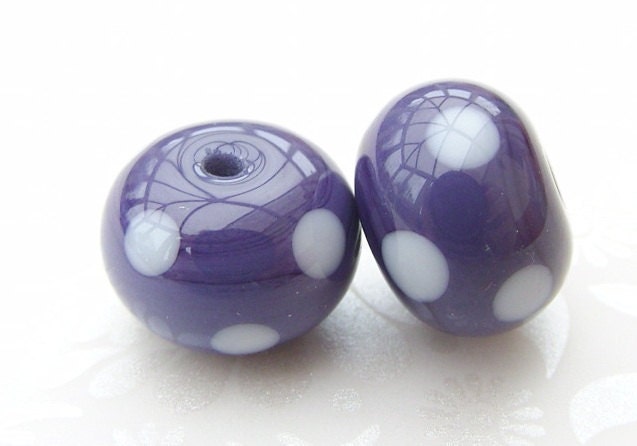 Lapis Purple Summer Polka Pair Lampwork Beads