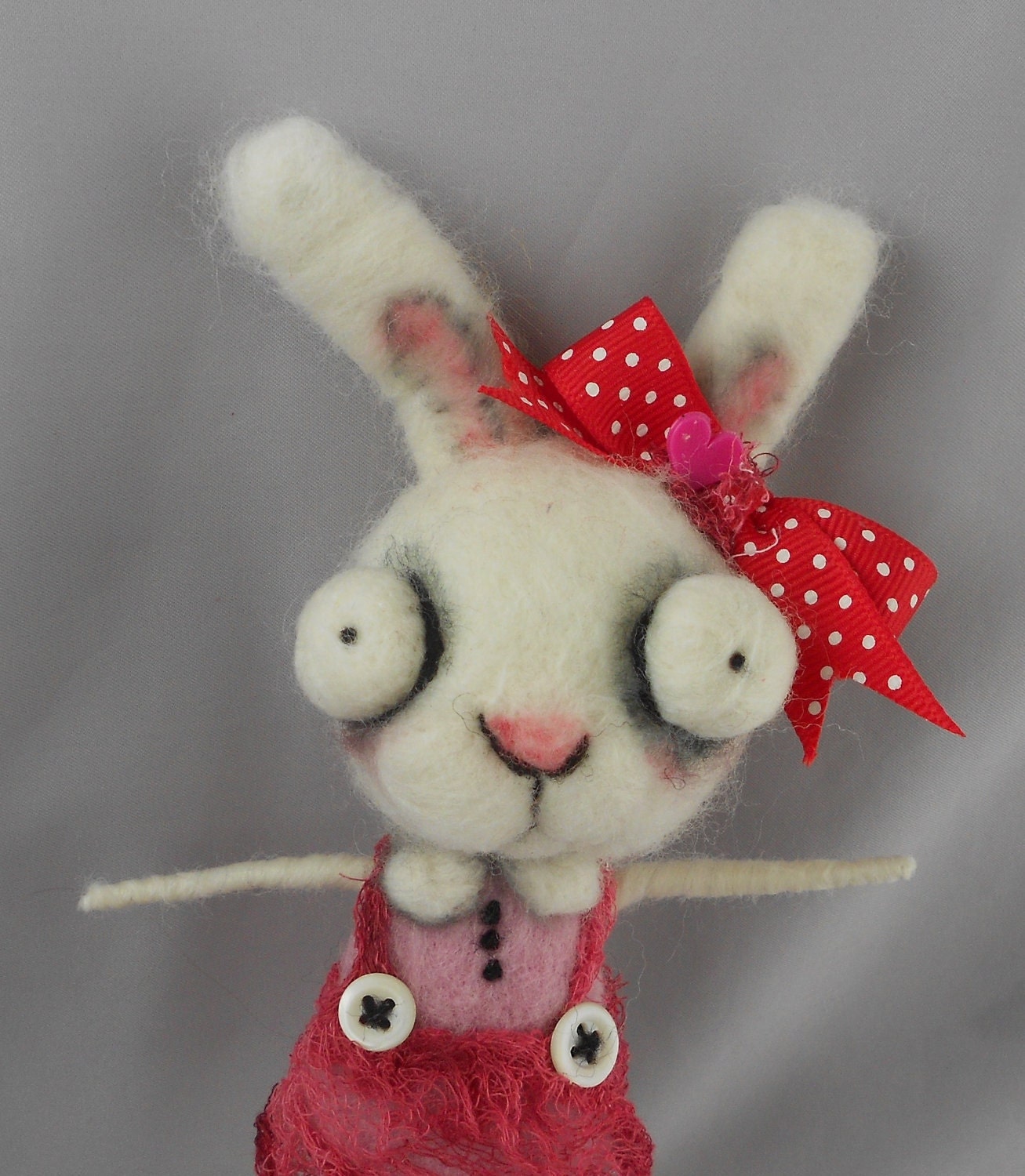 white bunny rabbit Ooak art doll