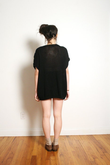 vintage black and white GEOMETRIC pattern pullover