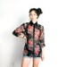 vintage SHEER contrast collar floral button down top M
