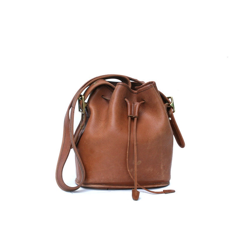 vintage brown leather COACH bucket bag by santokivintage on Etsy