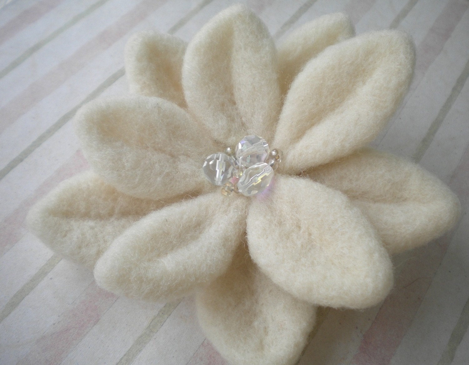 Winter White Felted Brooch