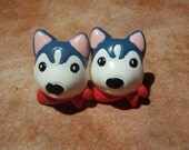 MUSH MUSH MALAMUTE Husky Wolf Dog Studs Earrings - -  Nickel Free and Gift Packaged