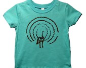 Turquoise Peacock - Antique Print Blocked Toddler Short Sleeve T-Shirt (Select Size)