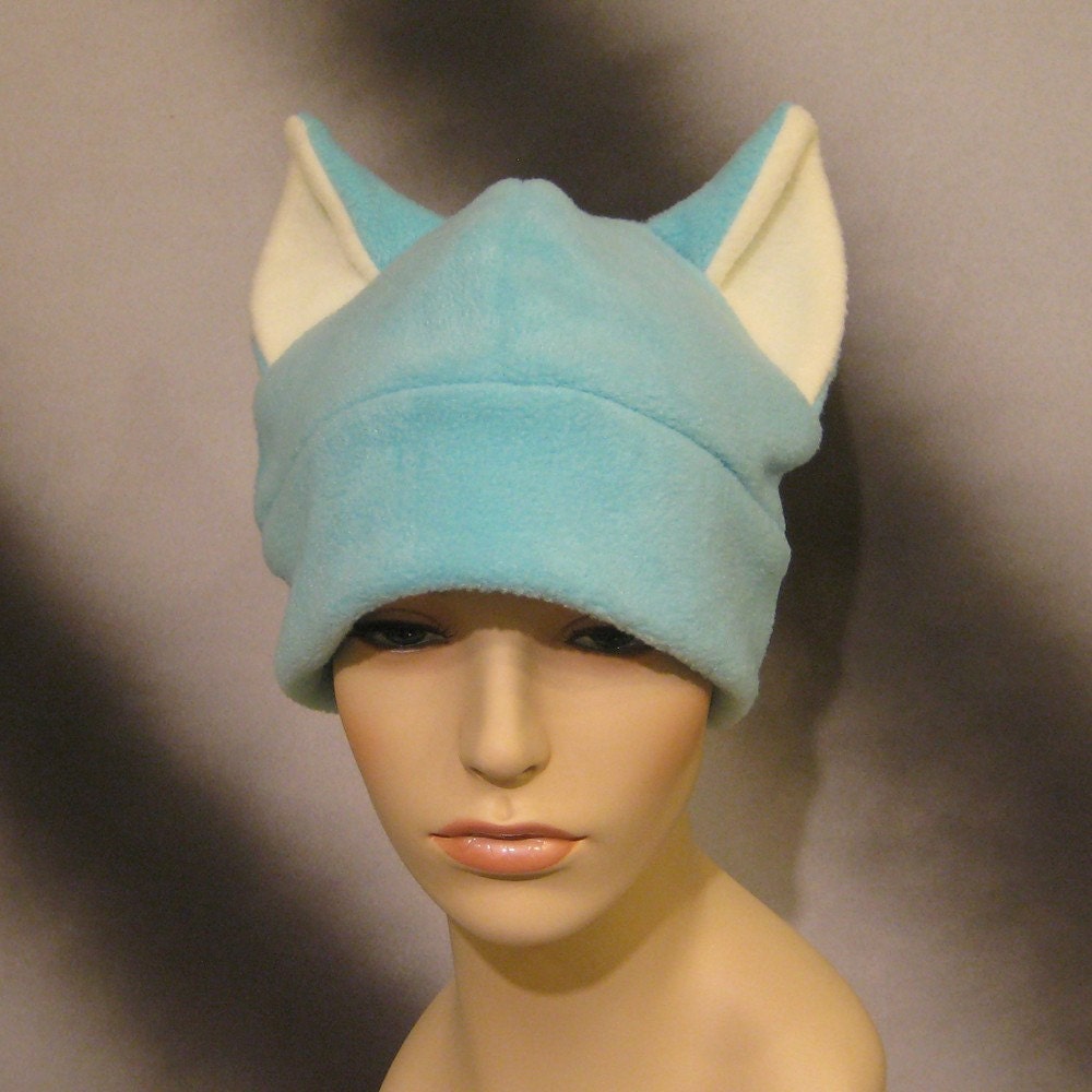 Fuzzy Aqua Green/Blue Cat Ear Hat