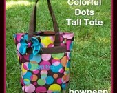 Colorful Brown Dots Monogrammed Tote Tall - Bookbag Polka Dots Custom Set Gift Idea Fall Autumn Personalized Triple Initials Name