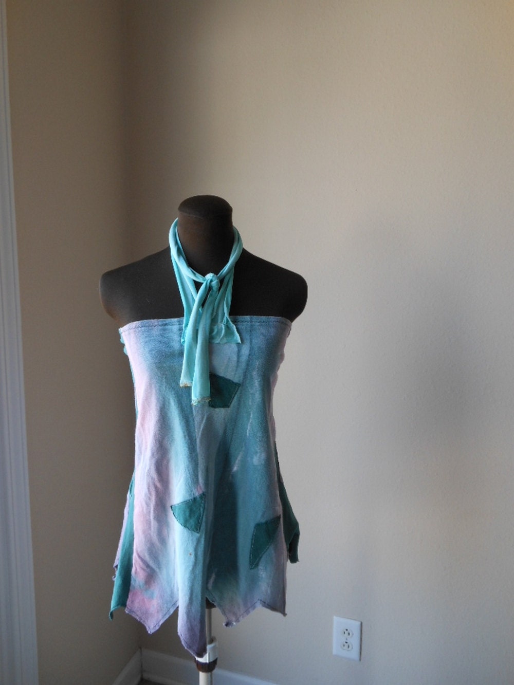 Boho Beach Halter Top Sea Green Purple Turquoise Jersey Pixie Wispy Clothing Eco Friendly Summer Weekend Fashion