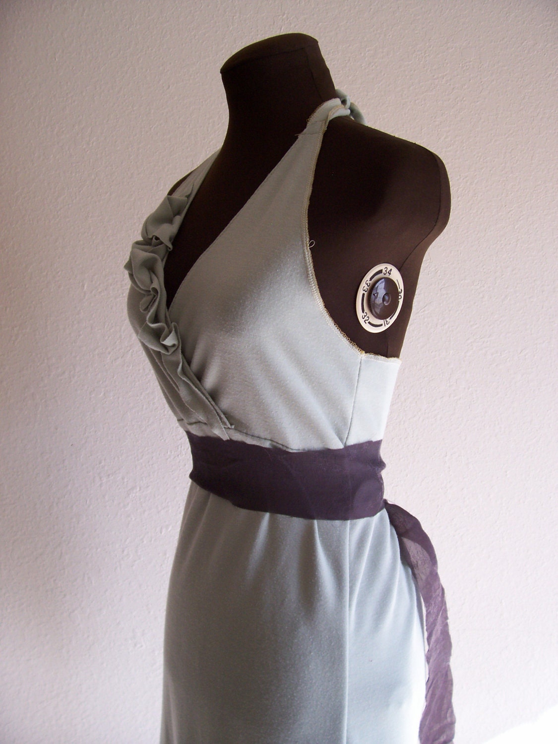 Boho Halter Dress Tattered Shabby Chic Moss Jersey Formal Party Evening Bohemian Summer Dress Pastel Fashion