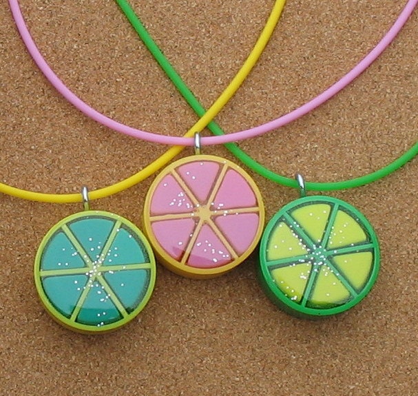 Upcycled Trivial Pursuit Pendant - Grapefruit