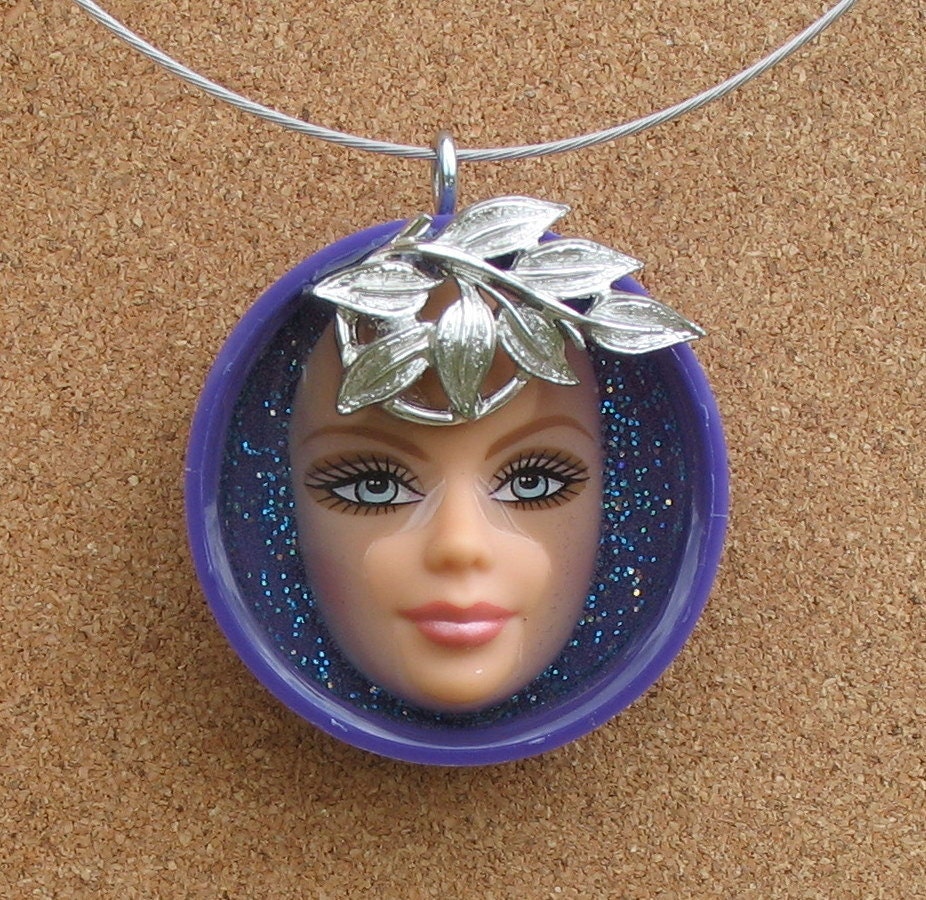 Upcycled Barbie Doll Cap Pendant - Jewel