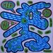 Neal Footstrong / original painting / Outerspace green blue red lavender astronaut abtraction of hep hey hip proportions / 3131