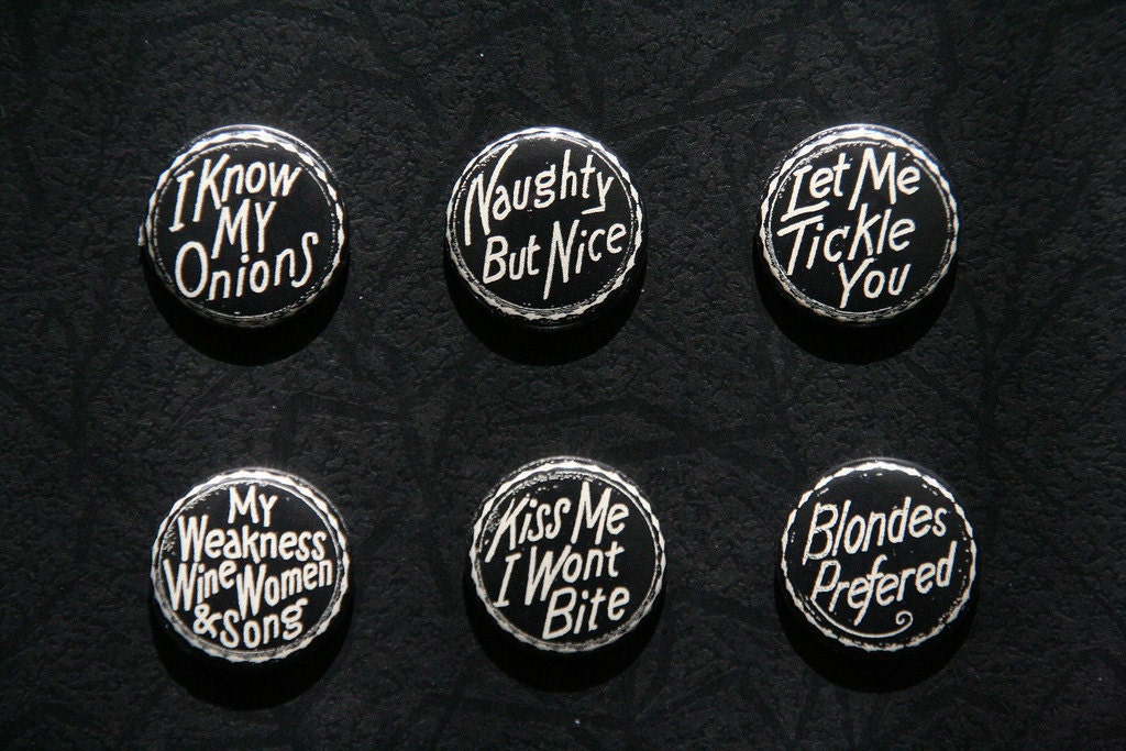 i know my onions pin back button set