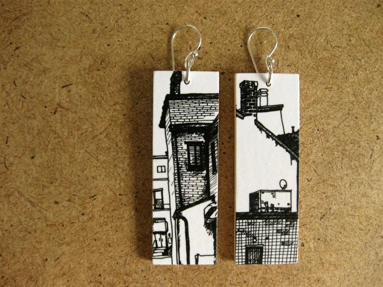 Behind Liberty .75x2.25 Paper and Wood Earrings