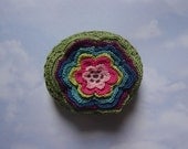 Art, Mixed Media, Crochet Lace Stone, Original, Handmade, Table Decorations, Home Decor, Art Object, Folk Art, Rainbow Flower