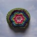 Art, Mixed Media, Crochet Lace Stone, Original, Handmade, Table Decorations, Home Decor, Art Object, Folk Art, Rainbow Flower
